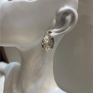 Vintage silver Perforated hoop earrings